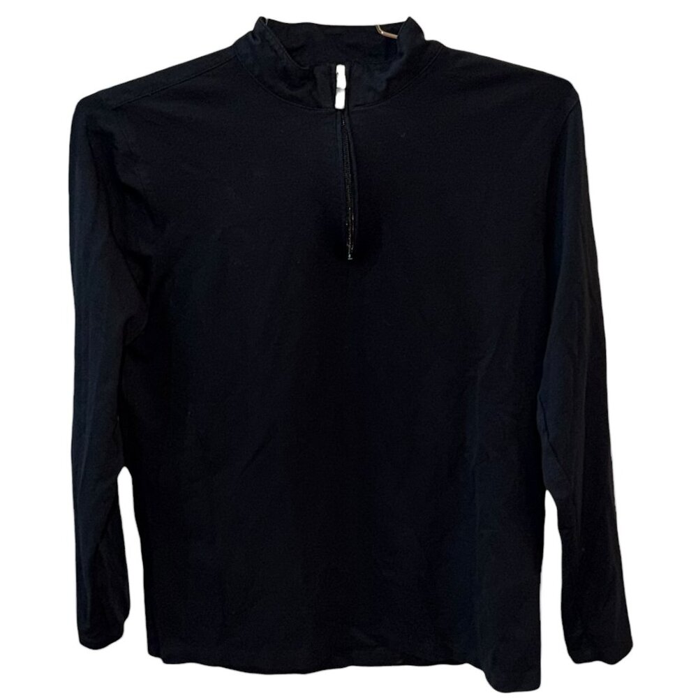 Mizzen+Main KIP Quarter Zip Black Mock Neck Sweater Medium Lightweight Preppy